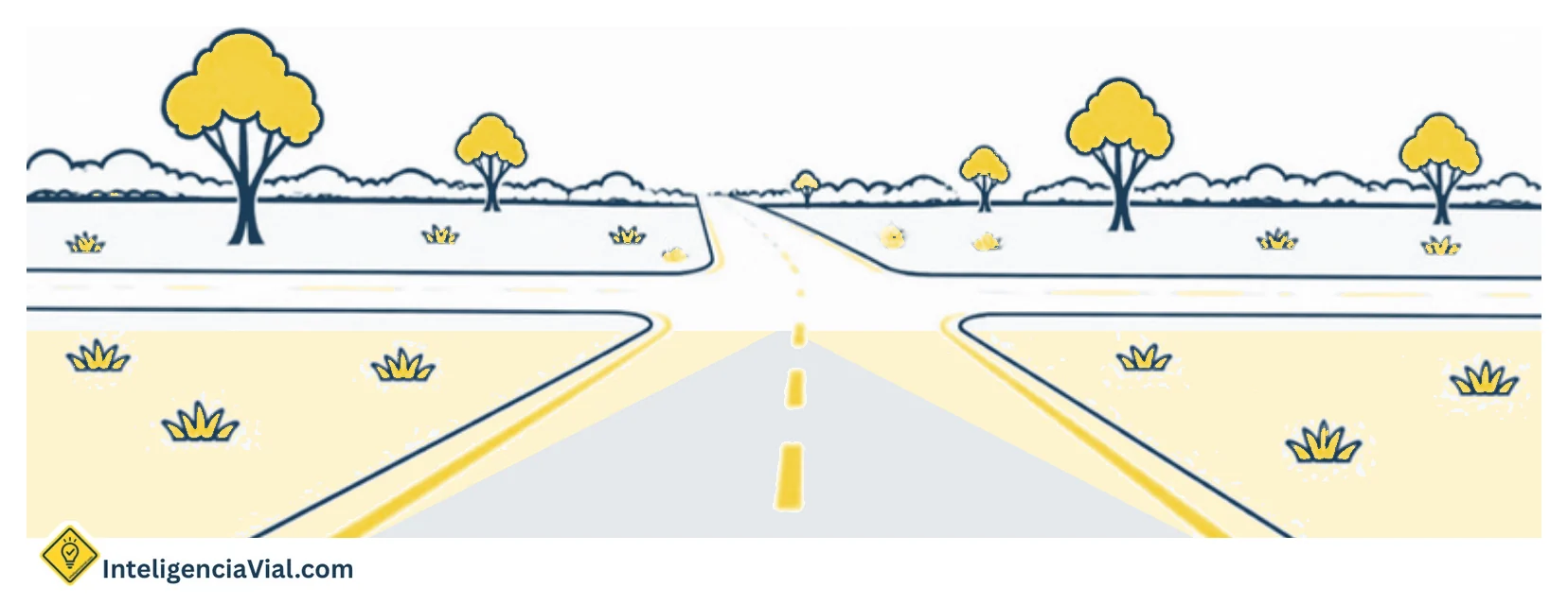Ilustración de un cruce de rutas en el campo